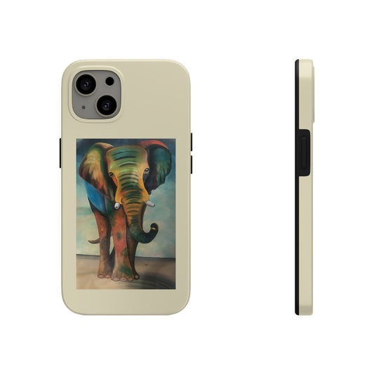 Sand-colored African Elephant Artwork on the iPhone 13 series Tough Phone Case