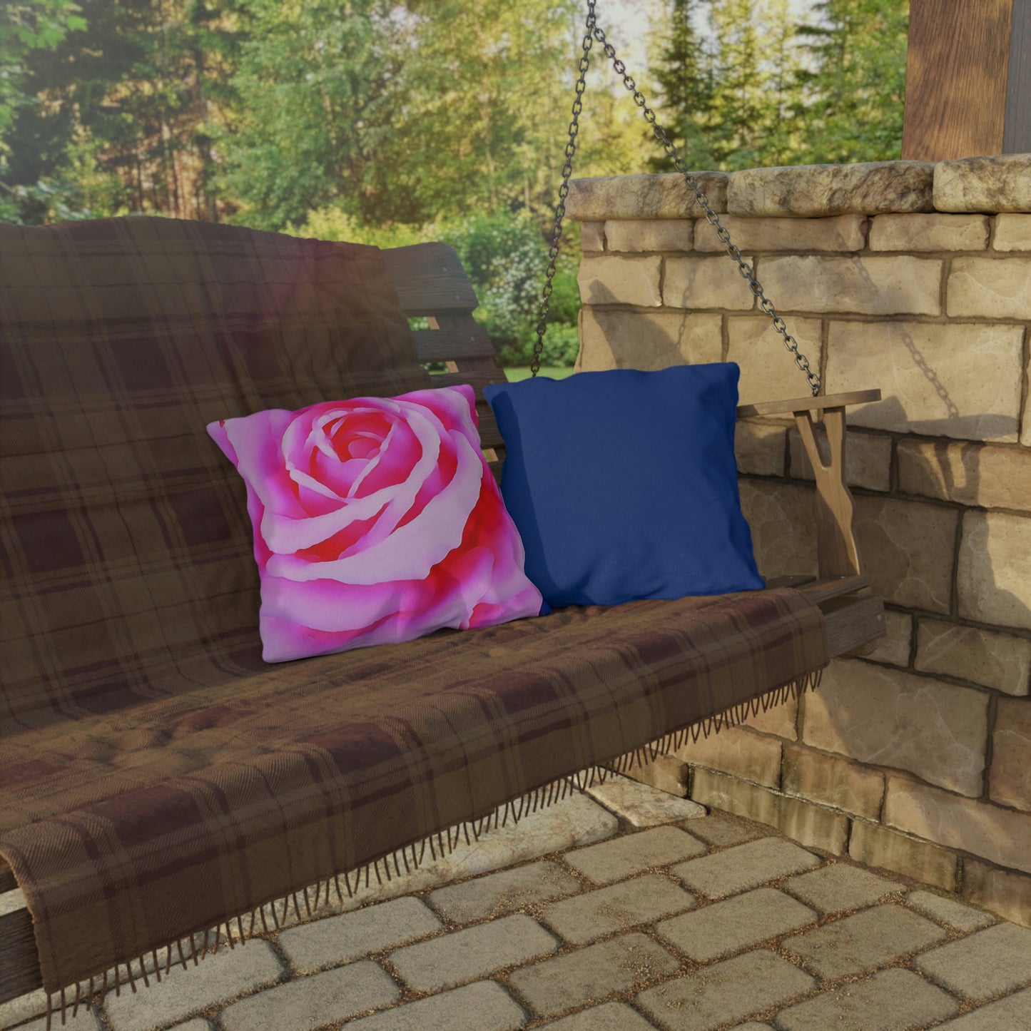 Pink Rose Outdoor Pillows