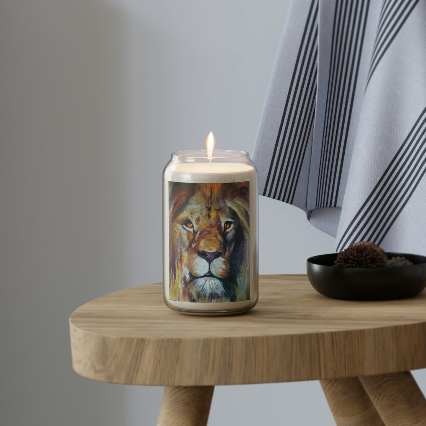 African Lion by African Artist, Wambi Joesph - Scented Candle, 13.75oz