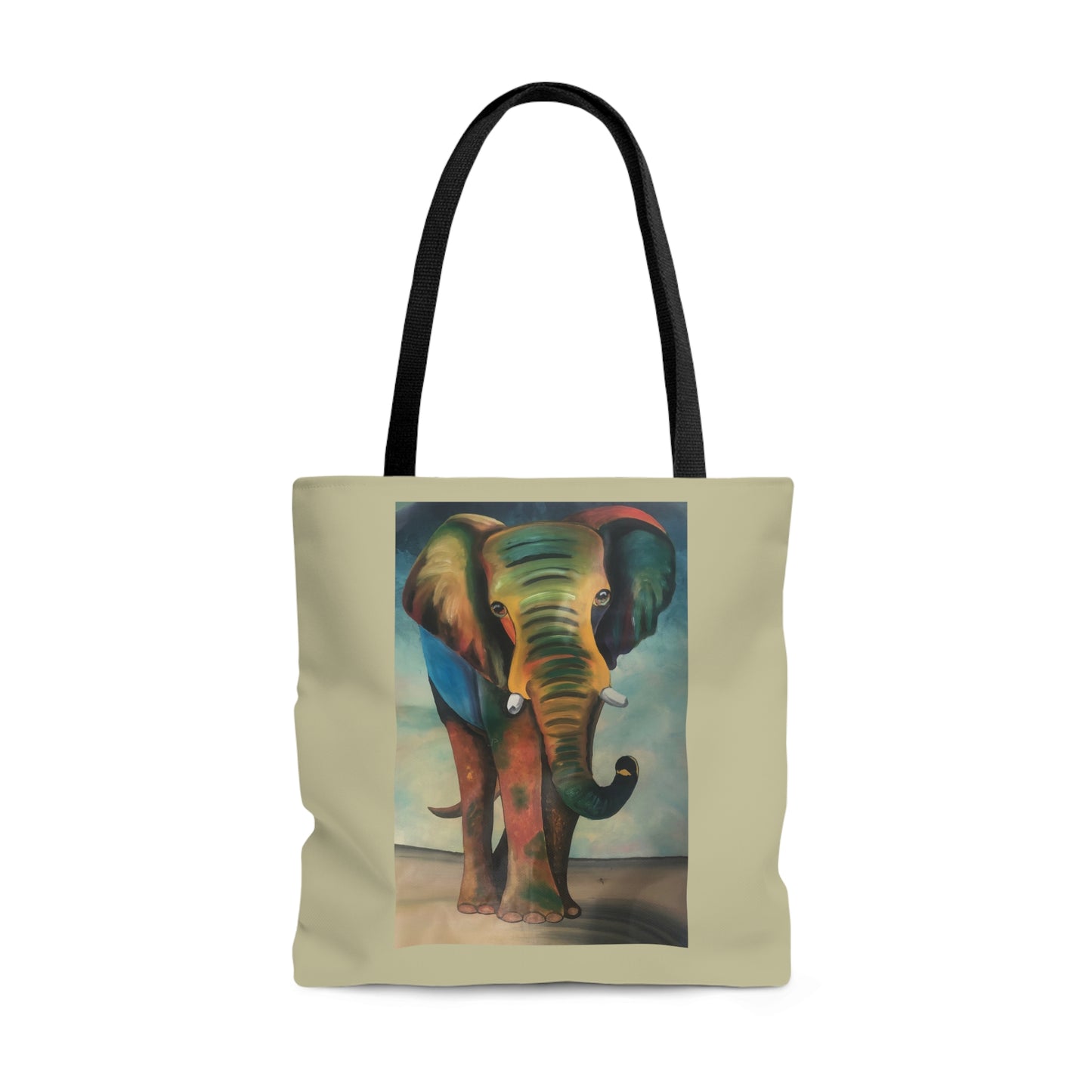 Pebble Sand Colored African Elephant Tote Bag Artwork created by African Artist, Wambi Joseph