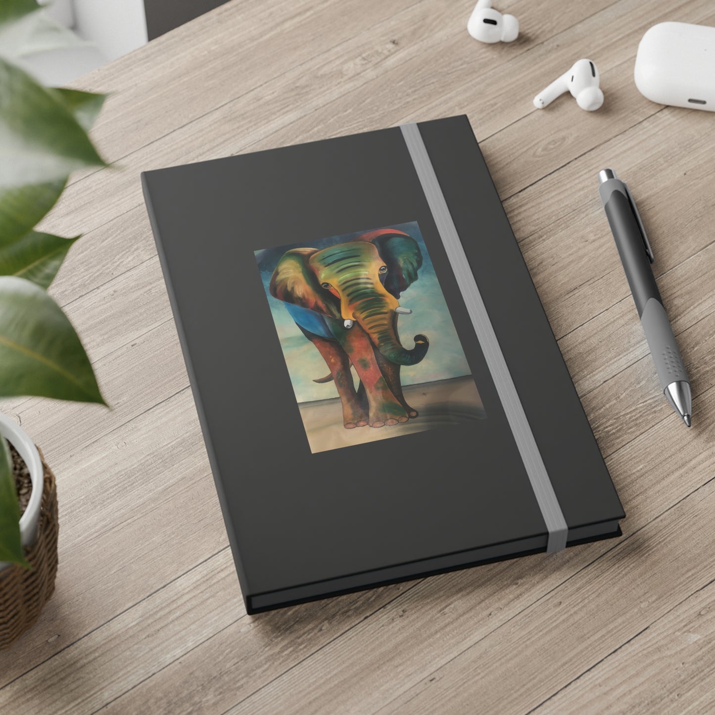 African Elephant Artwork on a Hardcover Notebook - 192 Ruled pages