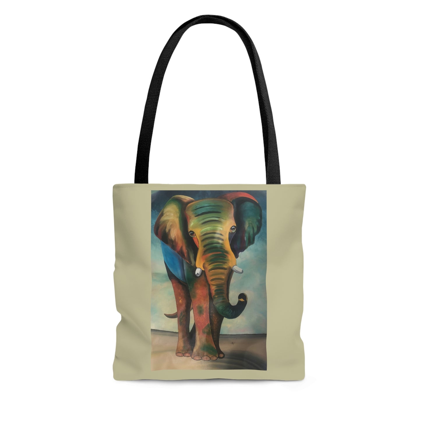 Pebble Sand Colored African Elephant Tote Bag Artwork created by African Artist, Wambi Joseph