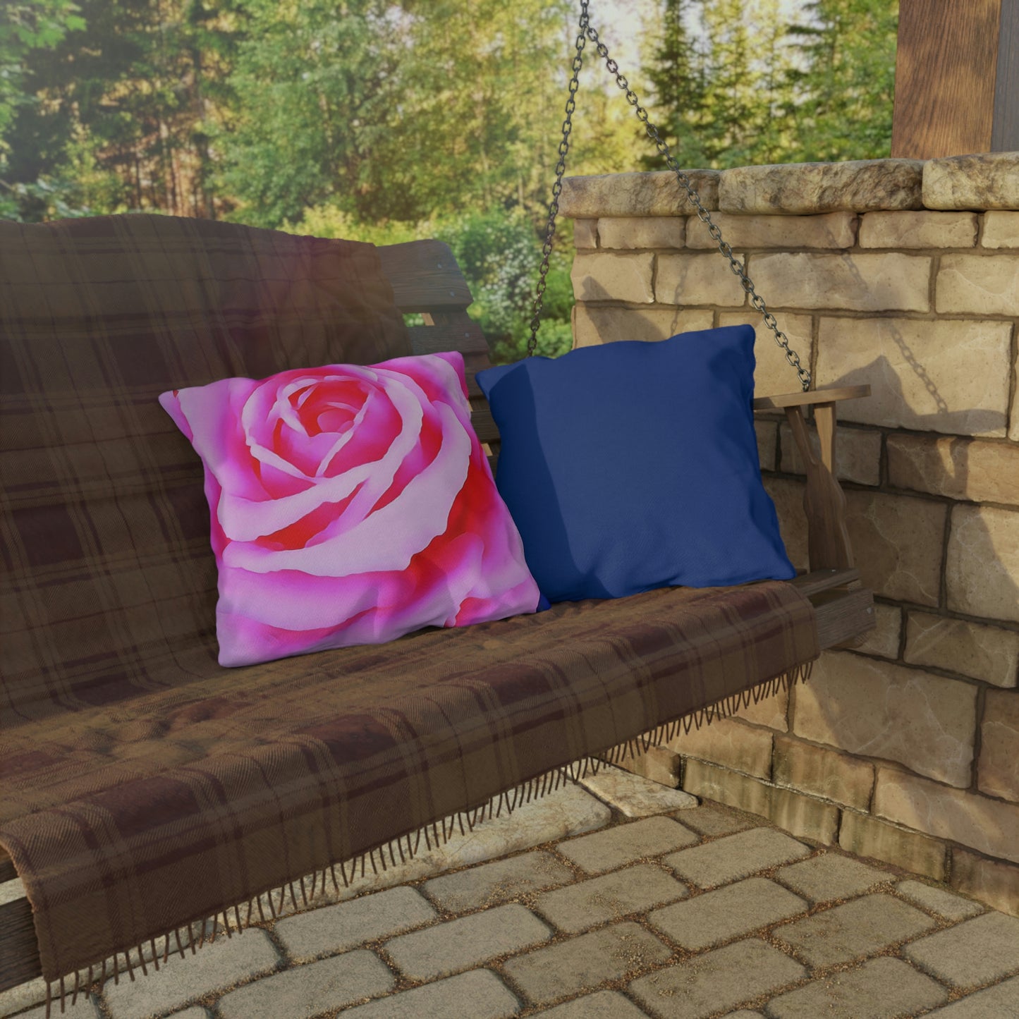 Pink Rose Outdoor Pillows