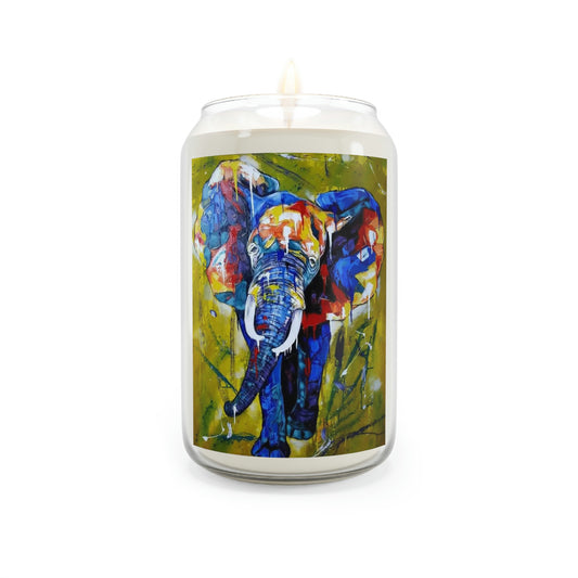 African Elephant by African Artist, Wambi Joseph Scented Candle, 13.75oz