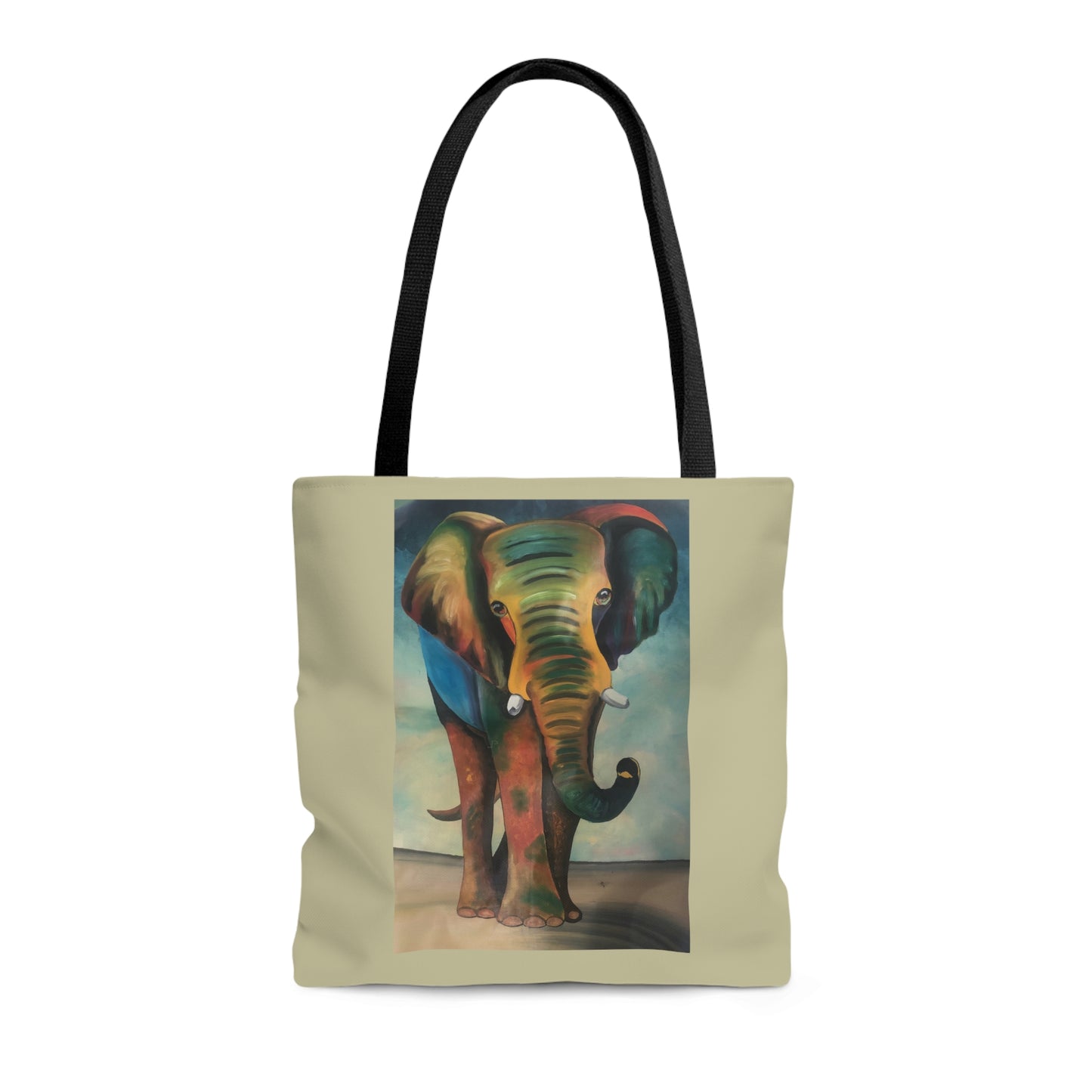 Pebble Sand Colored African Elephant Tote Bag Artwork created by African Artist, Wambi Joseph