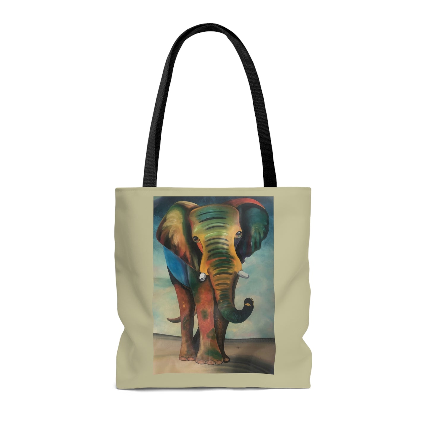 Pebble Sand Colored African Elephant Tote Bag Artwork created by African Artist, Wambi Joseph