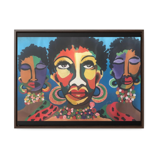 "Malkia Wa Kiafrika" African Queens on Cotton Canvas Framed, Artwork by African Artist, Wambi Joseph