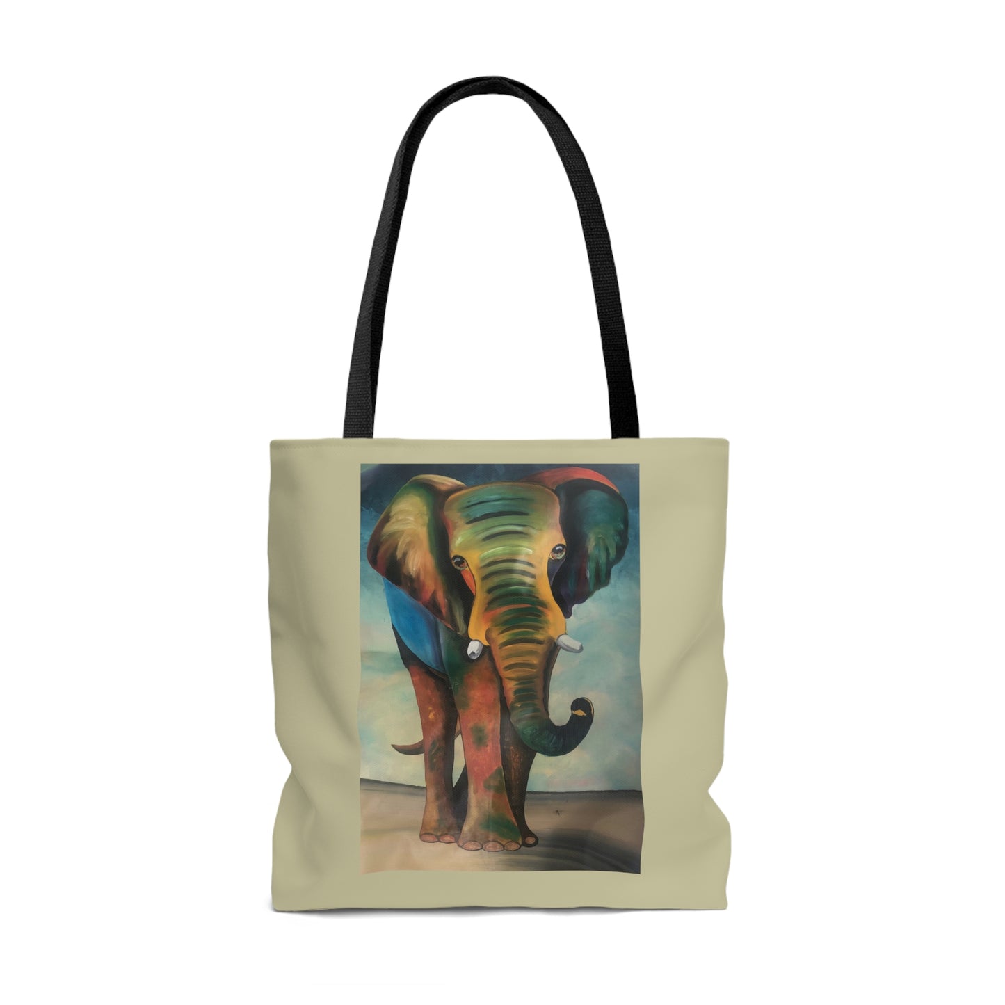 Pebble Sand Colored African Elephant Tote Bag Artwork created by African Artist, Wambi Joseph