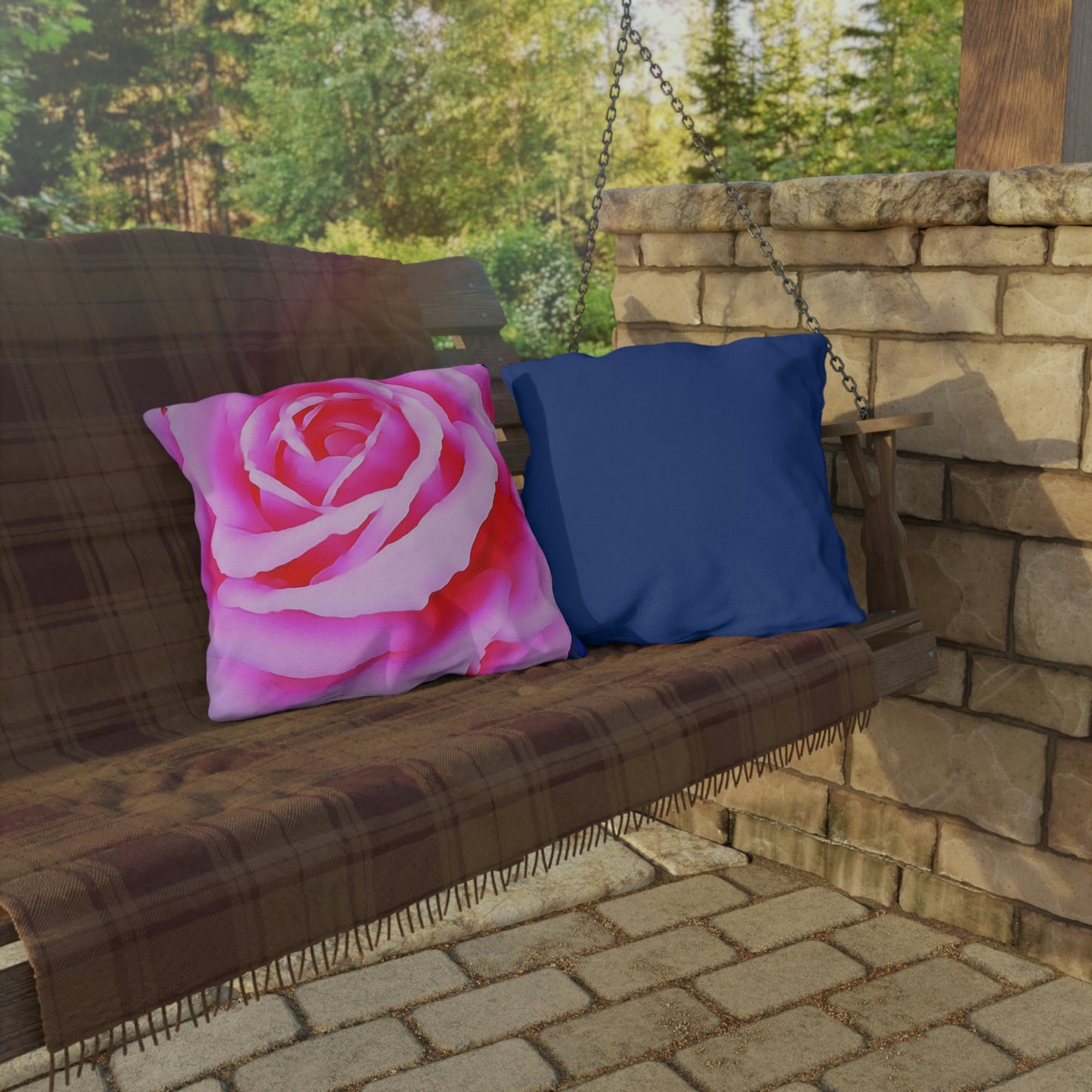 Pink Rose Outdoor Pillows