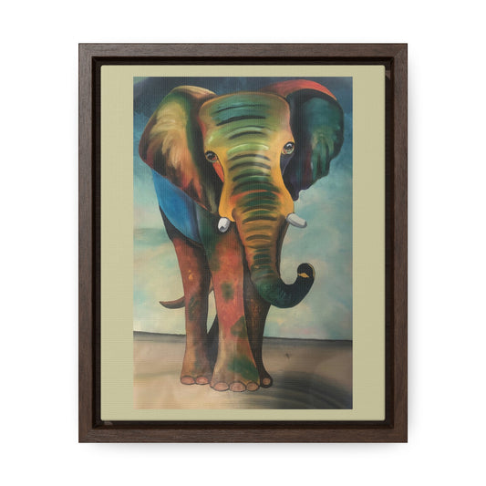 "African Elephant Greeting" - Printed on Cotton Canvas and Framed Original Artwork designed and created by African Artist, Wambi Joseph