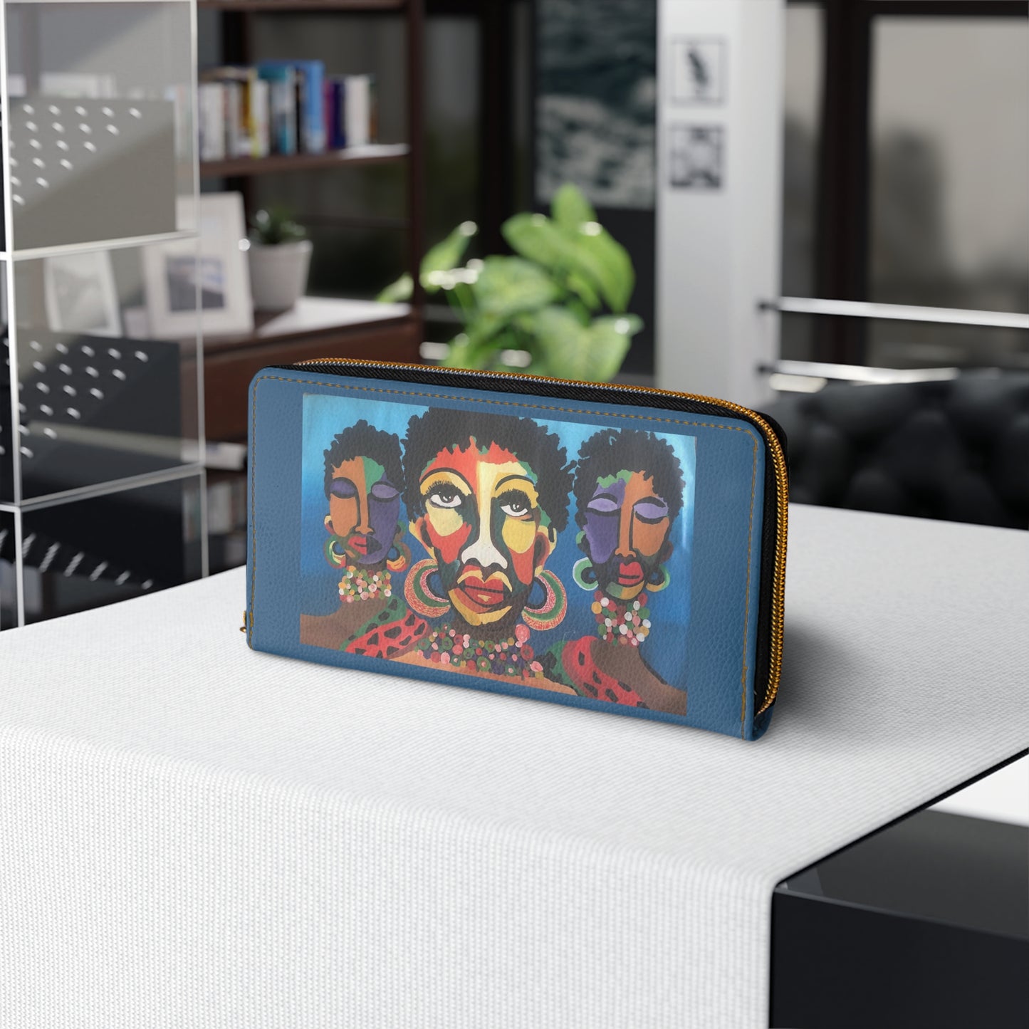 Zipper Wallet with "Malkia Wa Kiafrika" African Queen Print by African Artist, Wambi Joseph